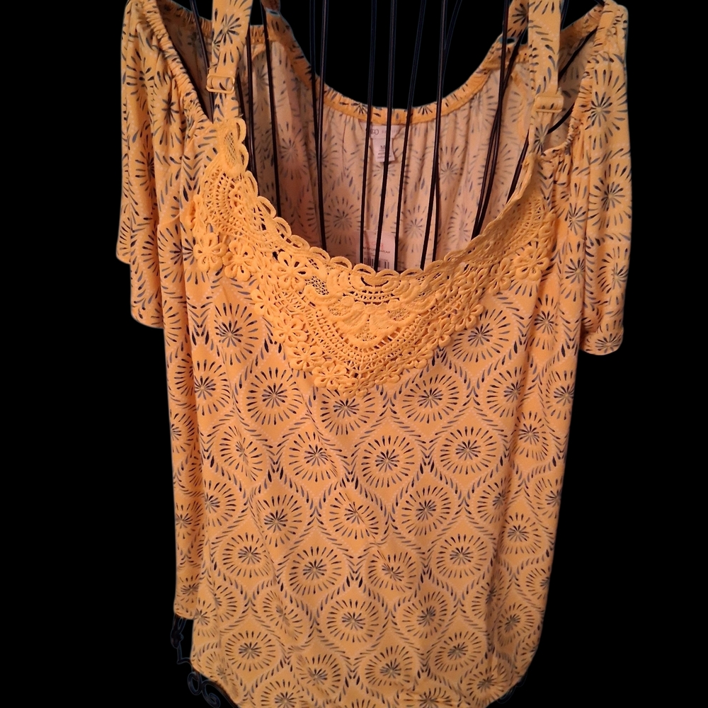 Cato Mustard Lace Detail Blouse